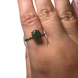 Sterling Silver Adjustable Gemstone Ring - Over 90 Options - Natural Crystal Ring