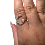 Sterling Silver Adjustable Gemstone Ring - Over 90 Options - Natural Crystal Ring