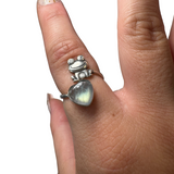 Sterling Silver Adjustable Gemstone Ring - Over 90 Options - Natural Crystal Ring
