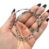 2mm Super Dainty Gemstone Faceted Necklace - 16-18" Faceted Crystal Necklace - Authentic Crystal Necklace Dainty