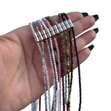 28" Long Faceted Gemstone Necklace - Dainty and Long Crystal Necklace - Magnetic Clasp Necklace