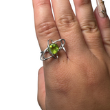 Sterling Silver Adjustable Gemstone Ring - Over 90 Options - Natural Crystal Ring