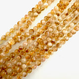 8mm Round Citrine Bead, Heated Citrine Bead, Citrine Bead Strand, 16” Citrine Bead Strand