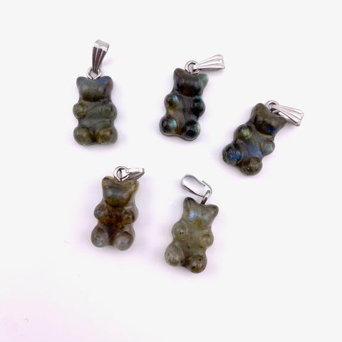 Labradorite Gummy Bear Pendant, Dainty Labradorite Bear Pendant, Labradorite Gummy Bear Charm, B-104