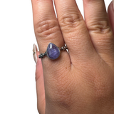 Sterling Silver Adjustable Gemstone Ring - Over 90 Options - Natural Crystal Ring