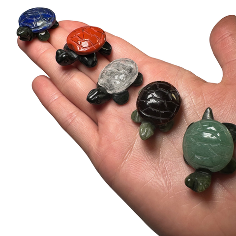 Mini Turtle Carving - Gemstone Turtle Carving - Crystal Turtle Carving