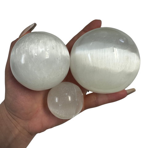 Polished Selenite Sphere, 4cm, 6cm, 8cm, 10cm, Satin Spar Selenite Sphere, Round Selenite Sphere