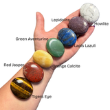 7pc Chakra Palm Stone Set - Crystal Palm Stone Set - Gemstone Palm Stone Chakra Bundle