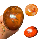 Carnelian Palm Stone - Natural Carnelian Palm Stone - Polished Carnelian Smooth Stone