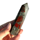 African Bloodstone Point, Bloodstone Gemstone Point, Polished Bloodstone Point, Bloodstone Obelisk