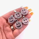 Rose Quartz Smile Pendant, Silver Plated Rose Quartz Pendant, Happy Rose Quartz Pendant, Dainty Rose Quartz Smile Charm, B-95