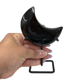 Black Tourmaline Moon on Stand - Polished Black Tourmaline