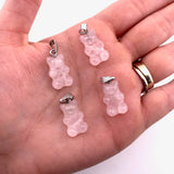 Rose Quartz Gummy Bear Pendant, Dainty Rose Quartz Bear Pendant, Rose Quartz Gummy Bear Charm, B-101