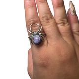 Sterling Silver Adjustable Gemstone Ring - Over 90 Options - Natural Crystal Ring