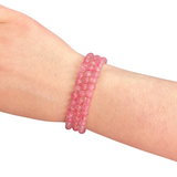 Rhodonite in Quartz Bracelet - Hot Pink Rhodonite Bracelet - 5mm Rhodonite Bracelet - High Quality