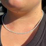 3mm Faceted Gemstone Necklace, Dainty Crystal Necklace, Natural Gemstone Necklace, Facet Gemstone Necklace