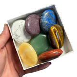 7pc Chakra Palm Stone Set - Crystal Palm Stone Set - Gemstone Palm Stone Chakra Bundle