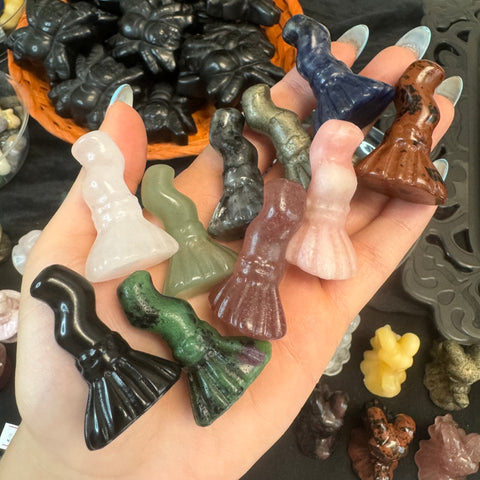 Witches Broom Gemstone Carving, Crystal Witch Broom, Mini Witch Broom Crystal