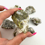 Raw Epidote and Quartz Stone, Natural Quartz and Epidote, Rough Epidote and Quartz