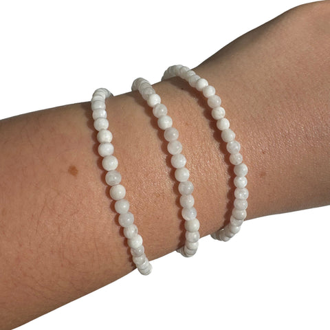 4mm Moonstone Bracelet, Dainty Rainbow Moonstone Bracelet, Round Polished Moonstone Bracelet, GA-37