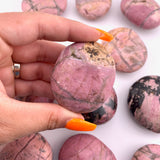 Rhodonite Palm Stone, Smooth Rhodonite Palm, Healing Rhodonite Palm Stone, Polished Rhodonite