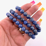 Quality Blue Kyanite Bracelet, 8mm Blue Kyanite Bracelet, Round Bead Blue Kyanite, A-01