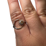 Sterling Silver Adjustable Gemstone Ring - Over 90 Options - Natural Crystal Ring