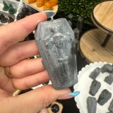 Matte Obsidian Coffin, Gemstone Coffin, Crystal Coffin Carving