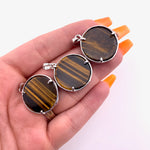 Sun and Moon Tiger Eye Pendant, Silver Tiger Eye Pendant, Moon and Sun Gemstone Pendant, B-77