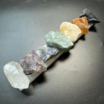 7 Chakra Rough Crystal Set with Selenite Bar, 7 Raw Stones with Selenite