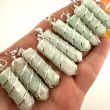 Amazonite Spiral Pendant, Amazonite Coil Pendant, Silver Spiral Amazonite, J-51