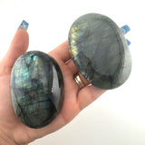 XL Labradorite Palm Stone, Flashy Labradorite Palm Stone, Oversized Labradorite Palm Stone