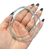 28" Long Faceted Gemstone Necklace - Dainty and Long Crystal Necklace - Magnetic Clasp Necklace