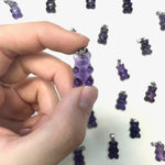 Amethyst Gummy Bear Pendant, Dainty Amethyst Bear Pendant, Amethyst Gummy Bear Charm, B-101