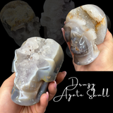 Druzy Agate Skull - 4" Natural Agate Skull - Amethyst and Agate Skull