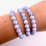 8mm Blue Lace Agate Bracelet, Round Blue Lace Agate Bracelet, Blue Lace Agate Gemstone Bracelet, GC-46