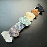 7 Chakra Rough Crystal Set with Selenite Bar, 7 Raw Stones with Selenite