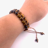 Stacked Braided Tigers Eye Bracelet, Tigers Eye Corded Bracelet, Tigers Eye Adjustable Bracelet, GC-52