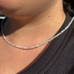 3mm Faceted Gemstone Necklace, Dainty Crystal Necklace, Natural Gemstone Necklace, Facet Gemstone Necklace