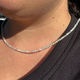 3mm Faceted Gemstone Necklace, Dainty Crystal Necklace, Natural Gemstone Necklace, Facet Gemstone Necklace