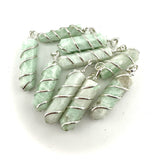 Amazonite Spiral Pendant, Amazonite Coil Pendant, Silver Spiral Amazonite, J-51