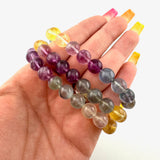 9-10mm Candy Fluorite Bracelet, Rainbow Colorful Fluorite Bracelet, Healing Fluorite Bracelet, A-12