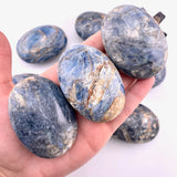 Blue Kyanite Palm Stone, Polished Blue Kyanite and Quartz Palm Stone, Healing Blue Kyanite Palm Stone