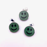 Green Aventurine Smile Pendant, Silver Plated Aventurine Pendant, Happy Aventurine Pendant, Dainty Aventurine Smile Charm, B-86