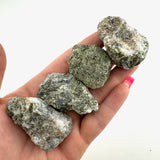 Raw Epidote and Quartz Stone, Natural Quartz and Epidote, Rough Epidote and Quartz