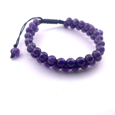 Stacked Braided Amethyst Bracelet, Amethyst Corded Bracelet, Amethyst Adjustable Bracelet, B-105