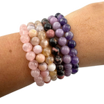 8mm Gemstone Bracelet, Natural Round Crystal Bracelet, 8mm Crystal Bracelet