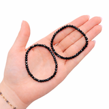 Faceted Black Tourmaline Bracelet - Natural Tourmaline Bracelet - 4mm Black Tourmaline - High Quality