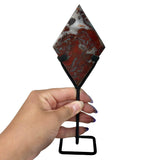 Jaspillite Diamond on Stand - Red Jasper and Hematite Diamond