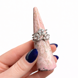 Clear Quartz Star Ring - Sterling Silver Adjustable Ring - Natural Clear Quartz Ring